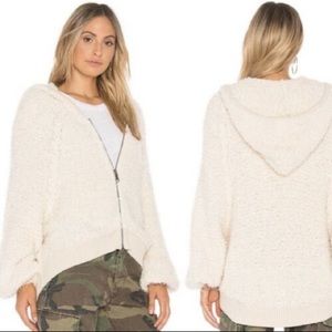 Cream furry green people zip up